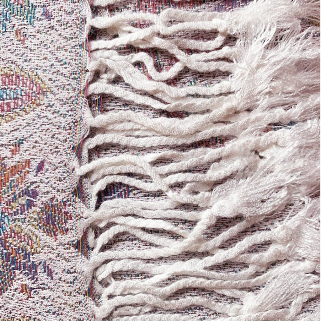 Šála-šátek ze 100% Pravého Pashmina Kašmíru, 70 cm x 180 cm, Lesklá Růžovo-bílá | -80% Akce na Šperky
