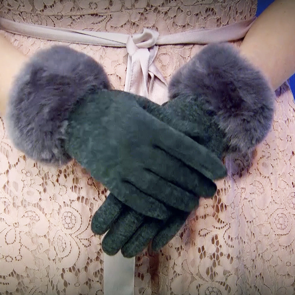 Zimní rukavice z umělé kožešiny, kompatibilní s dotykovou obrazovkou, Tmavě šedé | -80% Akce na Šperky