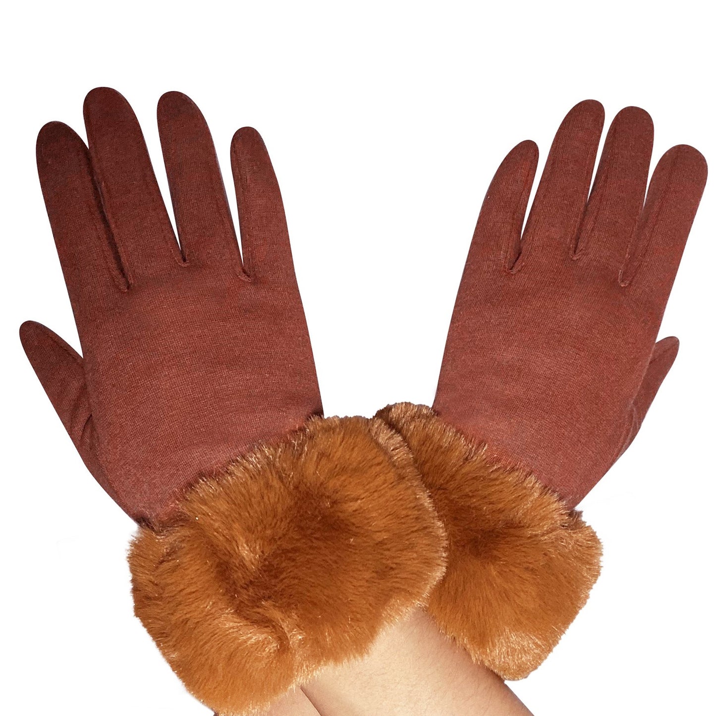Zimní rukavice z umělé kožešiny, kompatibilní s dotykovou obrazovkou, Hnědé | -80% Akce na Šperky
