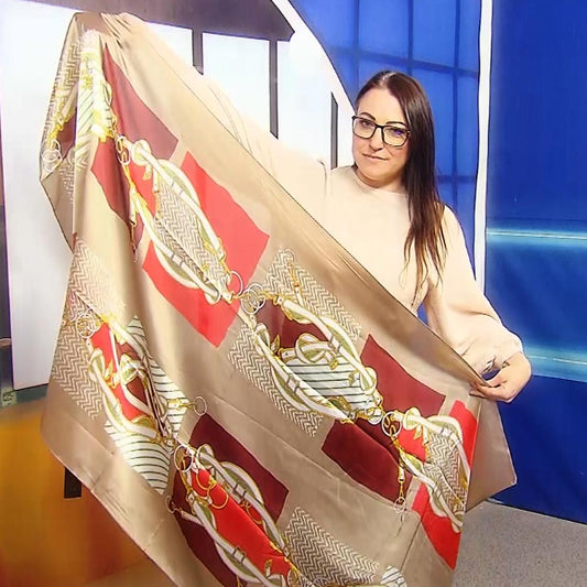 Hedvábná Šála-šátek, 90 cm x 180 cm, vzor přezky | -80% Akce na Šperky