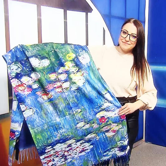 Vlněná šála-šátek, 70 cm x 180 cm, Monet-Water Lilies Painting | -80% Akce na Šperky