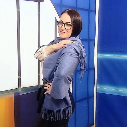 Šála-šátek ze 100% Pravého Pashmina Kašmíru, 70 cm x 170 cm, Džínová modrá | -80% Akce na Šperky