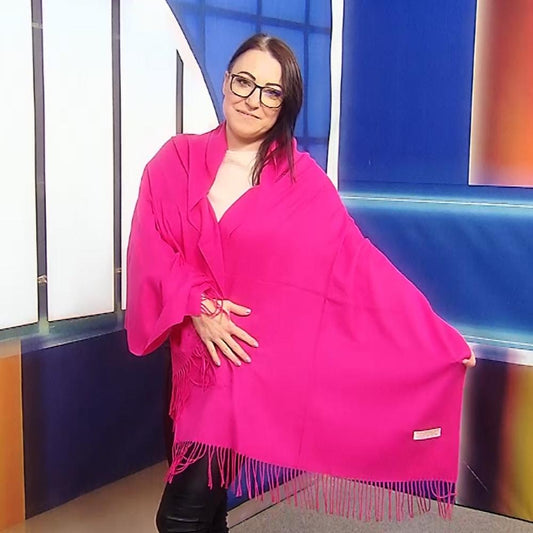 Šála-šátek ze 100% Pravého Pashmina Kašmíru, 70 cm x 170 cm, Fuchsiová růžová | -80% Akce na Šperky