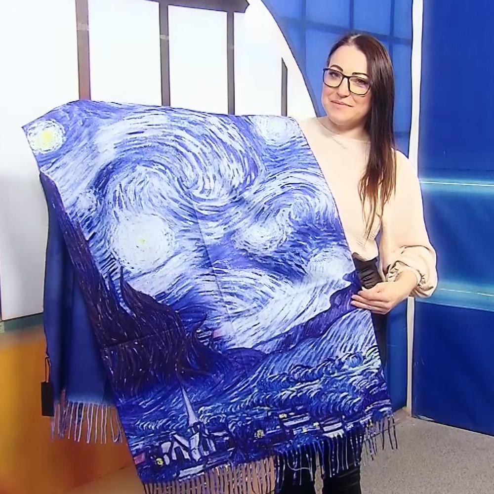 Vlněná šála-šátek, 70 cm x 180 cm, Van Gogh - Starry Night | -80% Akce na Šperky