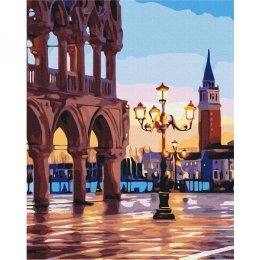 "Soumrak na náměstí v Benátkách" Sada pro malování podle čísel, 40x50 cm