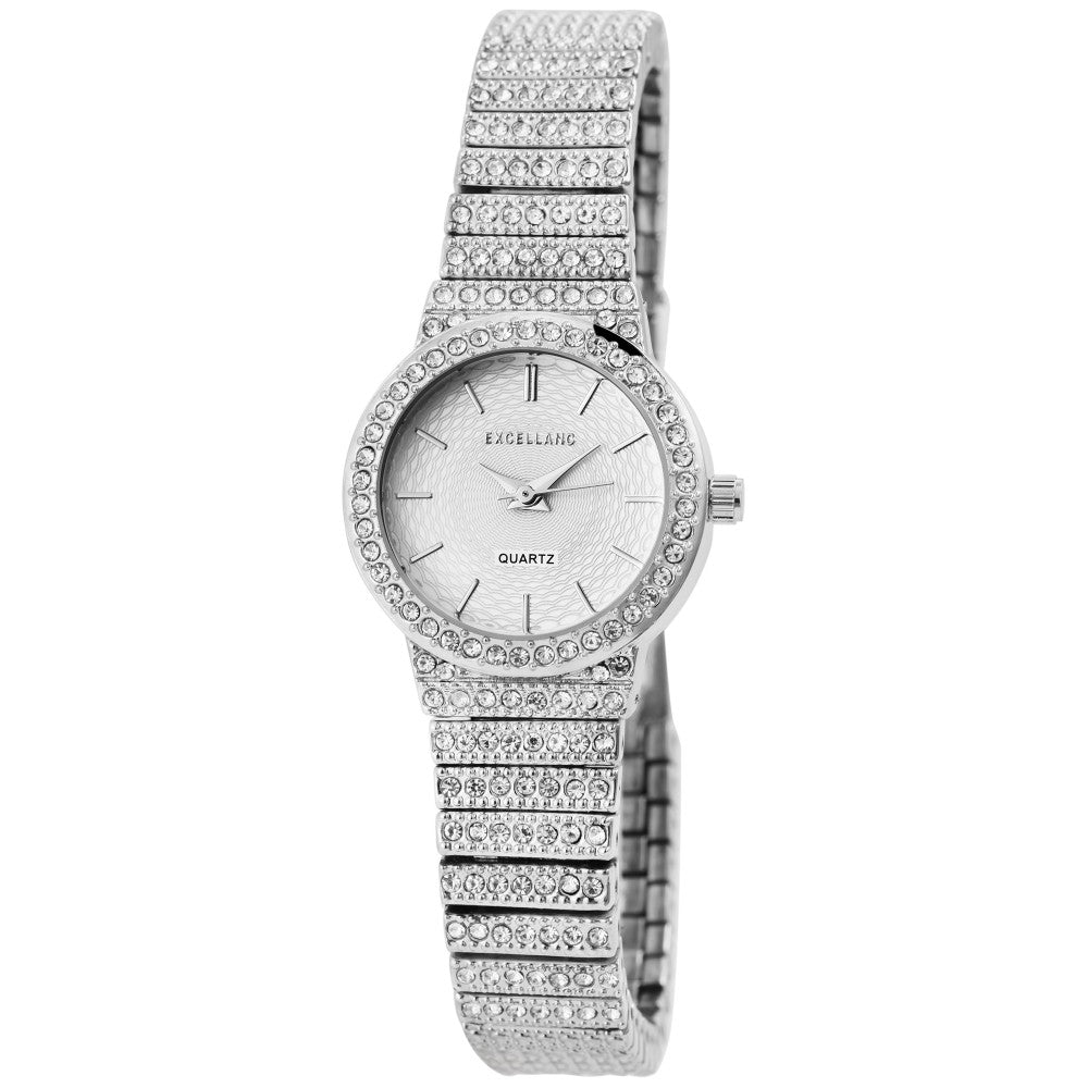 Excellanc dámské hodinky s kovovým řemínkem EX0339, stříbrná barva, Japonský křemenný mechanismus PC21, ciferník stříbrné barvy | -80% Akce na Šperky