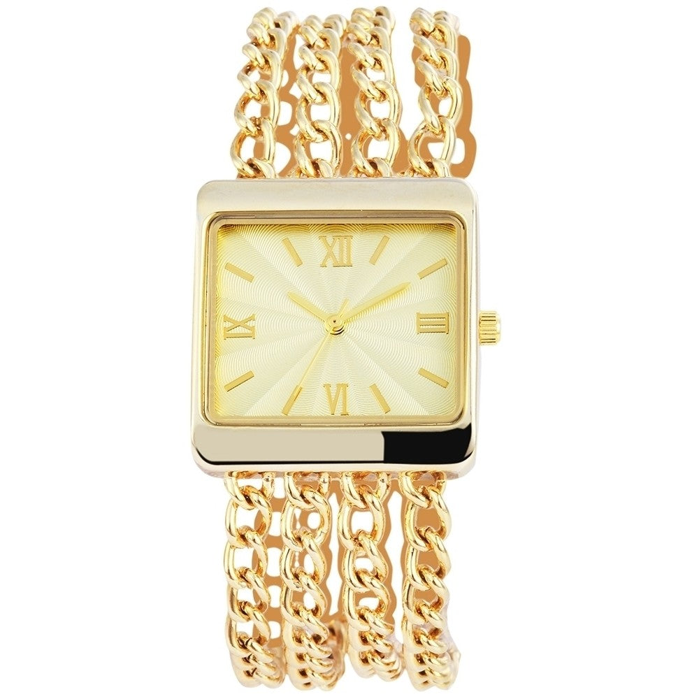 Dámské hodinky s kovovým řemínkem, zlatá barva, vysoce kvalitní křemenný mechanismus, ciferník zlaté barvy | -80% Akce na Šperky
