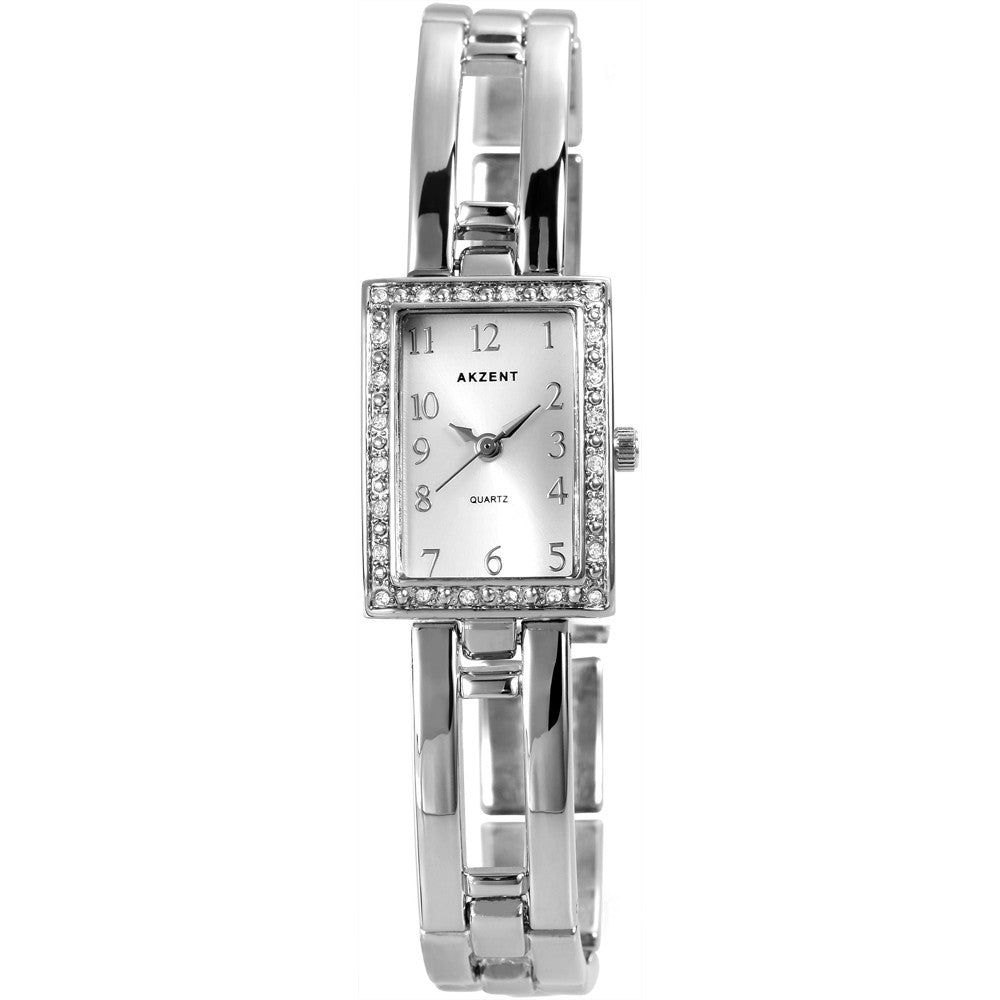 Akzent dámské hodinky s kovovým řemínkem, stříbrná barva, vysoce kvalitní křemenný mechanismus, ciferník stříbrné barvy | -80% Akce na Šperky