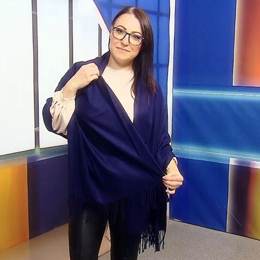 Šála-šátek ze 100% Pravého Pashmina Kašmíru, 70 cm x 170 cm, Námořnická modrá | -80% Akce na Šperky