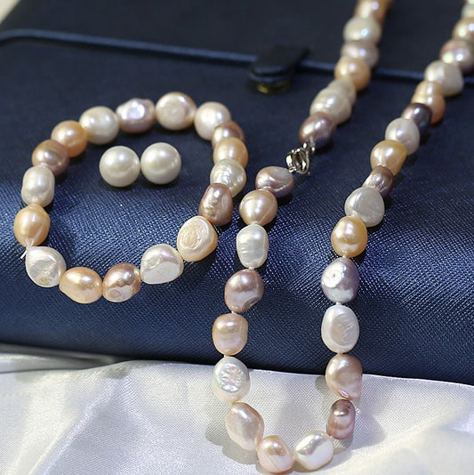 Stříbrná Sada s Vícebarevnou Barokní Sladkovodní Perlou | -80% Akce na Šperky