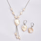 Stříbrná Sada s barokní kultivovanou perlou tř.AAA a Akoya Kultivovanou Perlou (Náhrdelník+Náušnice)