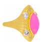 Pozlacený Stříbrný Prsten s Etiopským Neónově Růžovým Opálem a Bílým Topazem