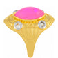 Pozlacený Stříbrný Prsten s Etiopským Neónově Růžovým Opálem a Bílým Topazem