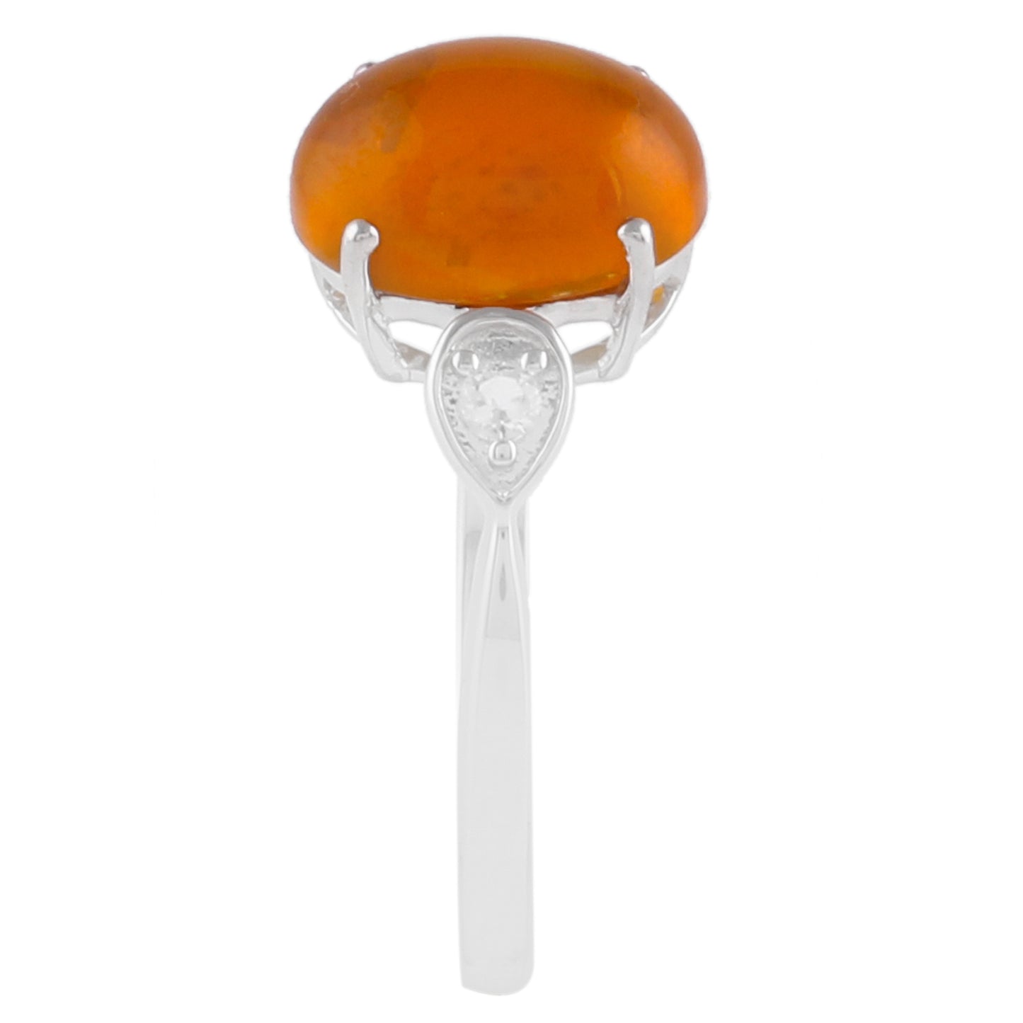 Stříbrný Prsten s Oranžovým Ohnivým Opálem a Bílým Topazem | -80% Akce na Šperky