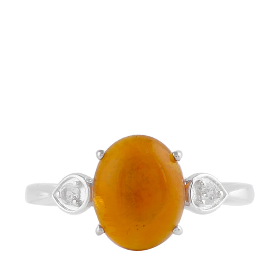 Stříbrný Prsten s Oranžovým Ohnivým Opálem a Bílým Topazem | -80% Akce na Šperky