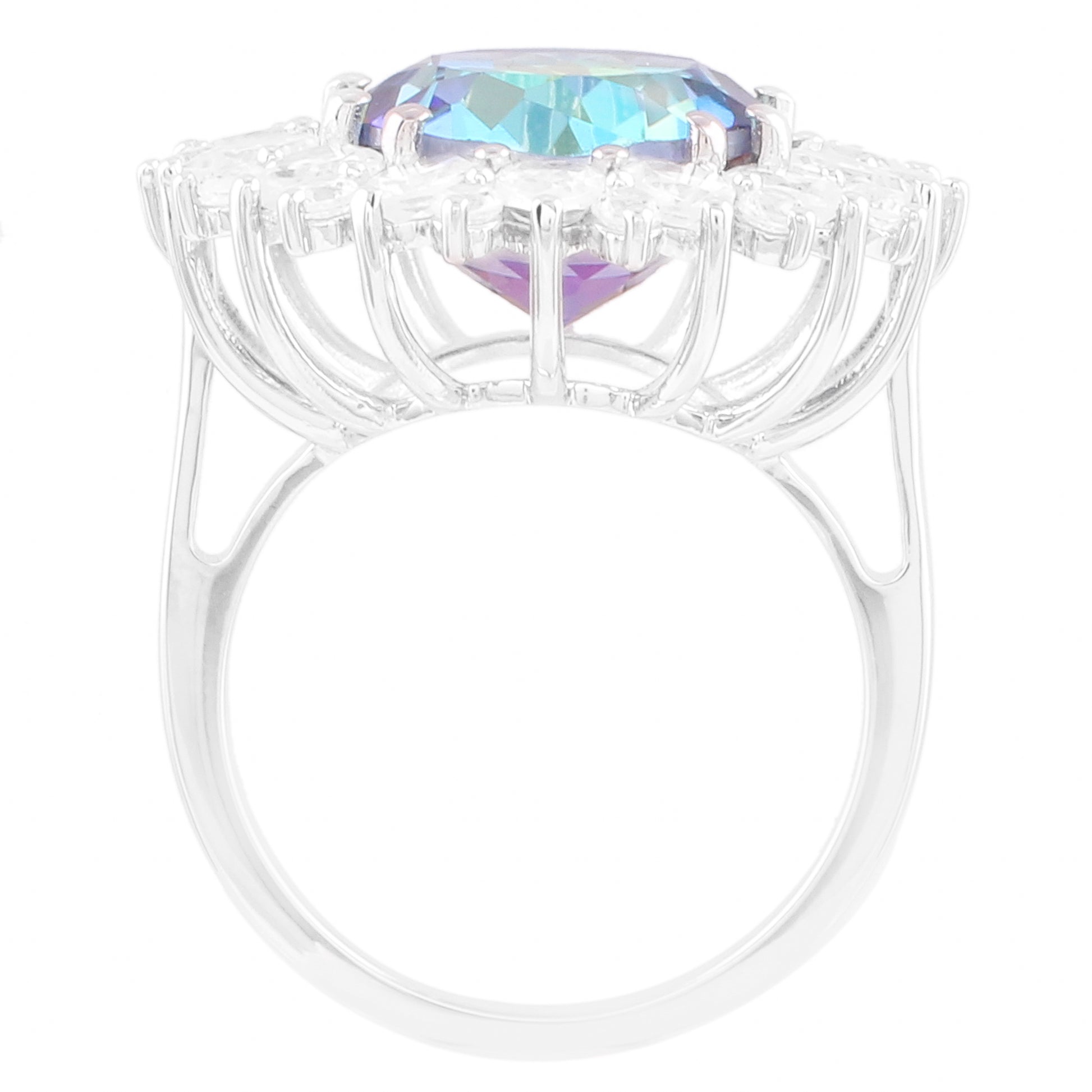 Stříbrný Prsten s Mystickým Modrým Topazem a Bílým Zirkonem | -80% Akce na Šperky