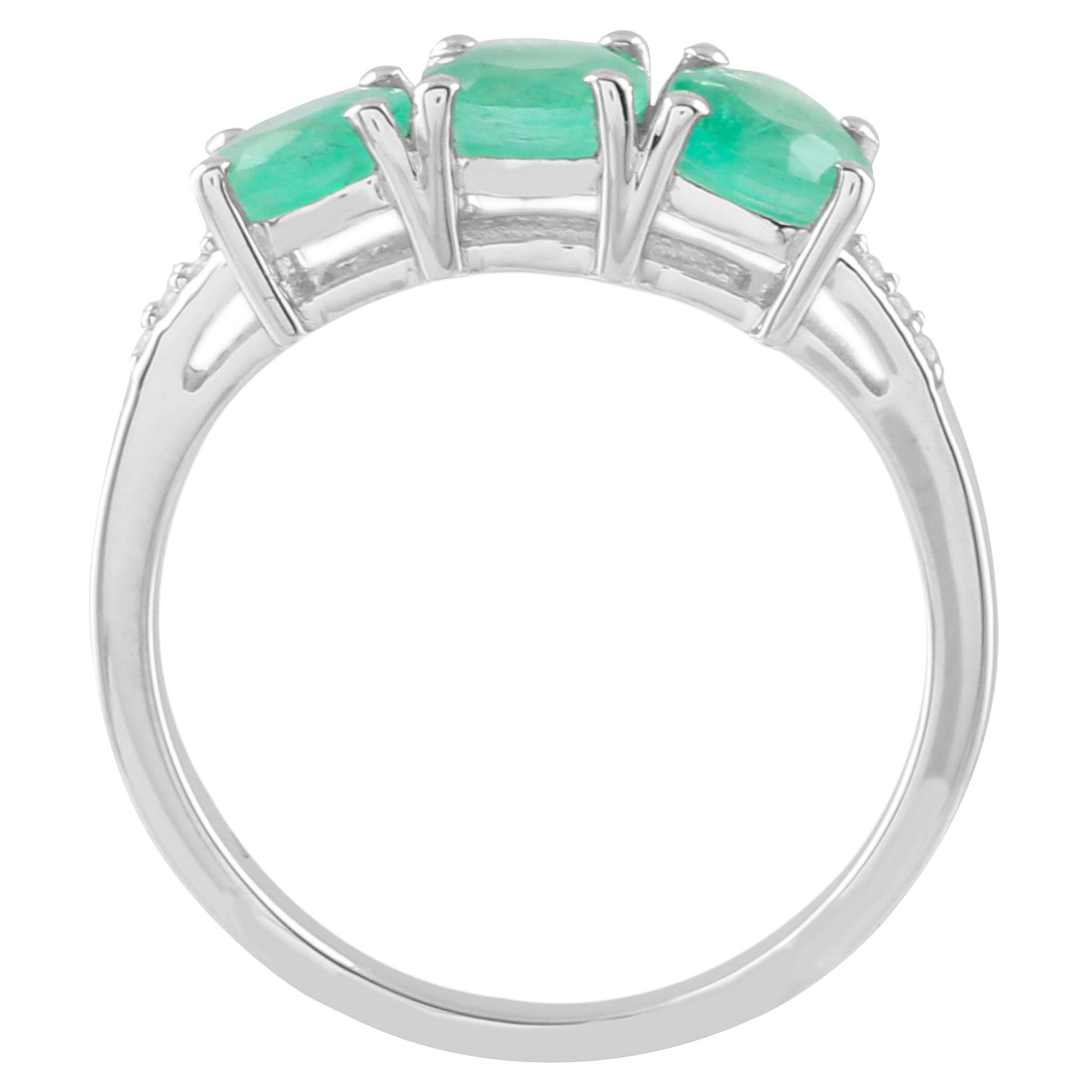 Stříbrný Prsten s Brazilským Smaragdem a Přírodním Zirkonem | -80% Akce na Šperky