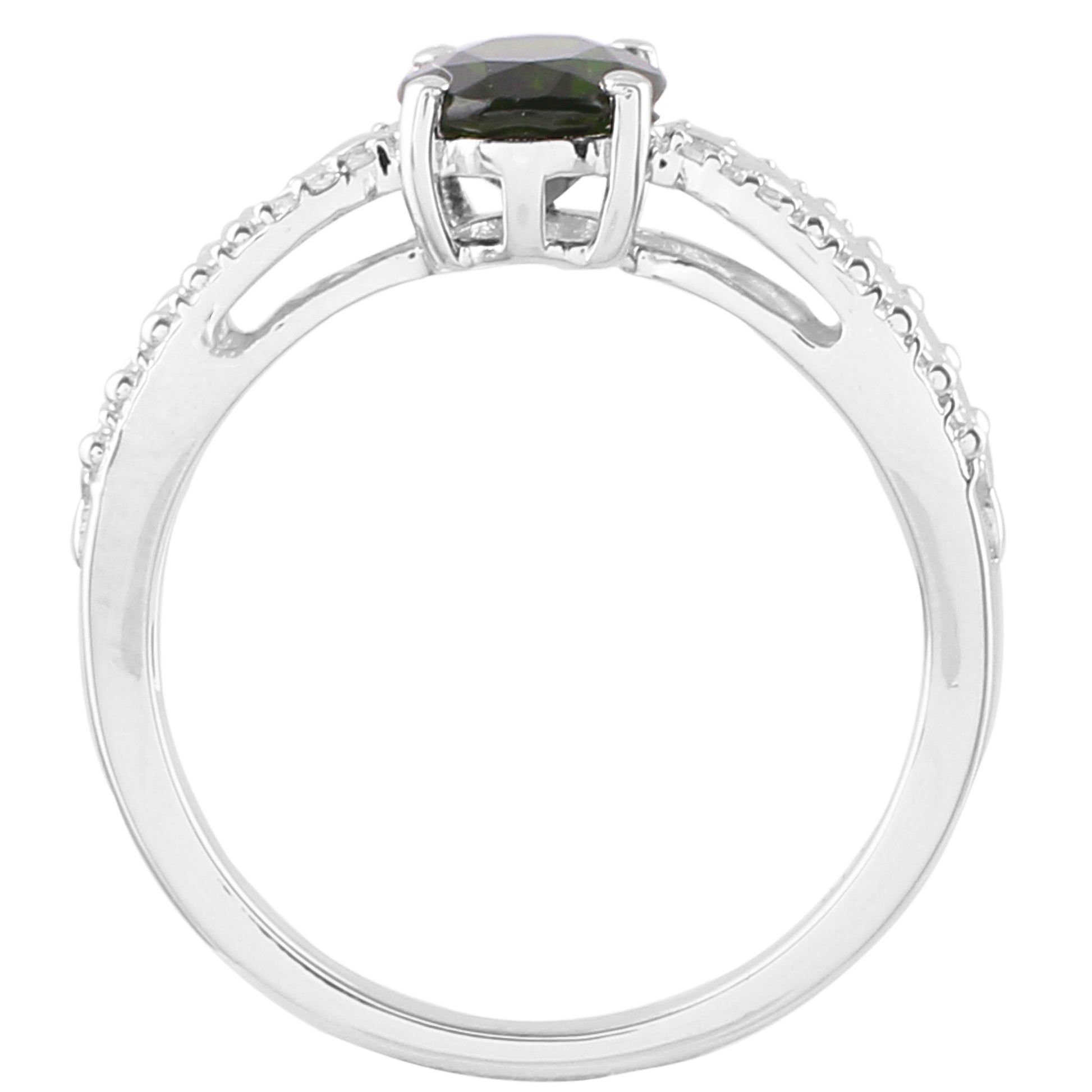 Stříbrný Prsten s Chromovým Diopsidem a Přírodním Zirkonem | -80% Akce na Šperky