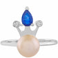 Stříbrný Prsten s Kultivovanou Perlou a Modrým Safírem | -80% Akce na Šperky