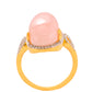 Pozlacený Stříbrný Prsten s Růžovým Opálem a Bílým Topazem