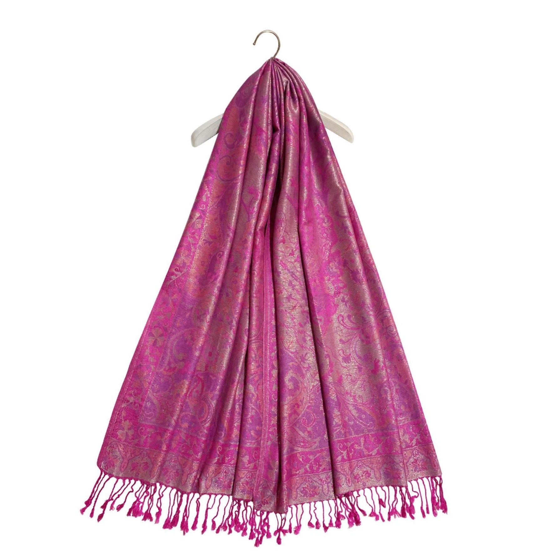 Šála-šátek ze 100% Pravého Pashmina Kašmíru, 70 cm x 180 cm, Lesklá fuchsiová růžová | -80% Akce na Šperky