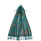 Šála-šátek ze 100% Pravého Pashmina Kašmíru, 70 cm x 170 cm, Zelenomodrá s motýlím vzorem | -80% Akce na Šperky