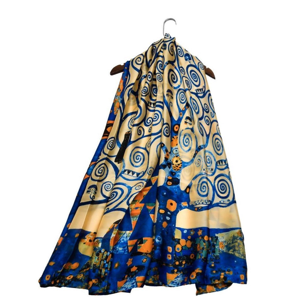Šála-šátek ze 100% Pravého Hedvábí, 90 cm x 180 cm, Klimt - Tree of Life | -80% Akce na Šperky