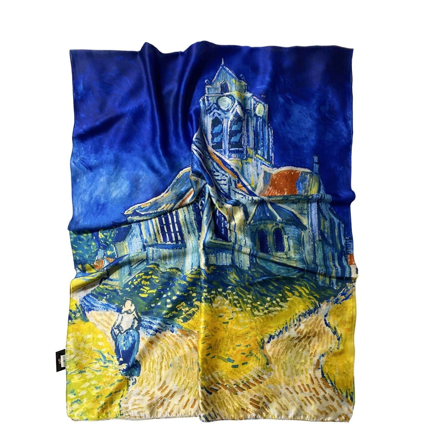 Hedvábná Šála-šátek, 70 cm x 180 cm, Van Gogh - The Church At Auvers | -80% Akce na Šperky