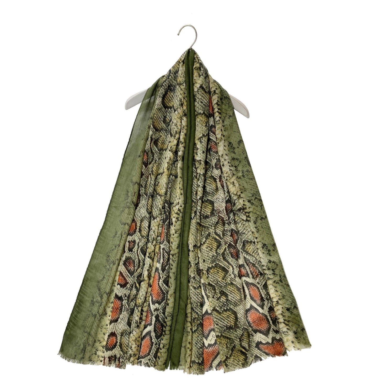 Zelená Šála-šátek s Hadím vzorem, 90 cm x 190 cm | -80% Akce na Šperky