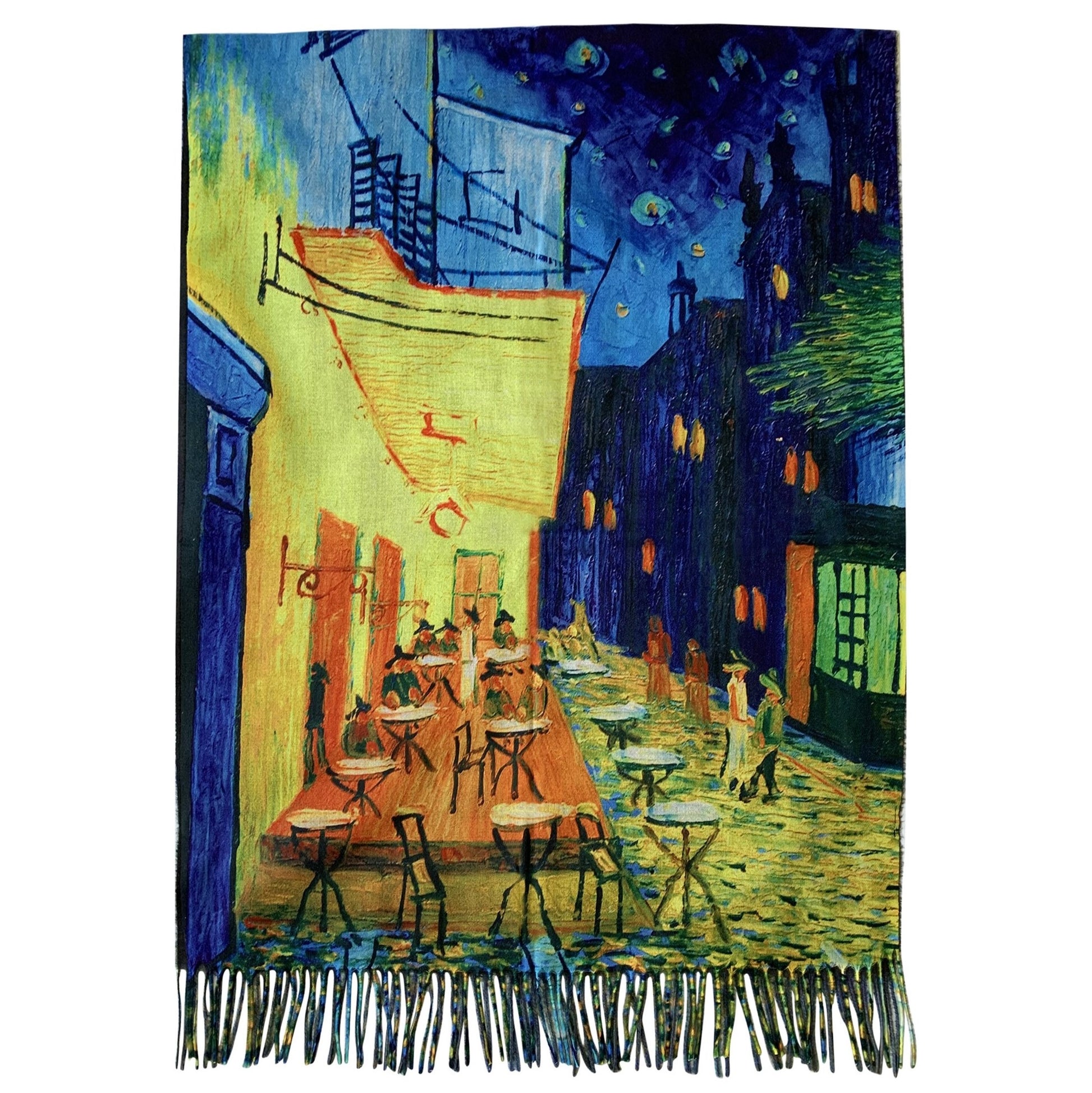 Vlněná šála-šátek, 70 cm x 180 cm, Van Gogh - Cafe Terrace At Night | -80% Akce na Šperky