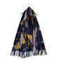 Vlněná šála-šátek, 70 cm x 180 cm, Motiv peří, Námořnická modrá | -80% Akce na Šperky