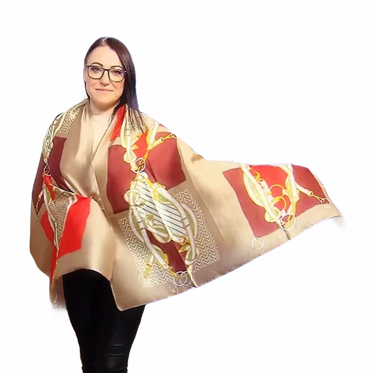 Hedvábná Šála-šátek, 90 cm x 180 cm, vzor přezky | -80% Akce na Šperky