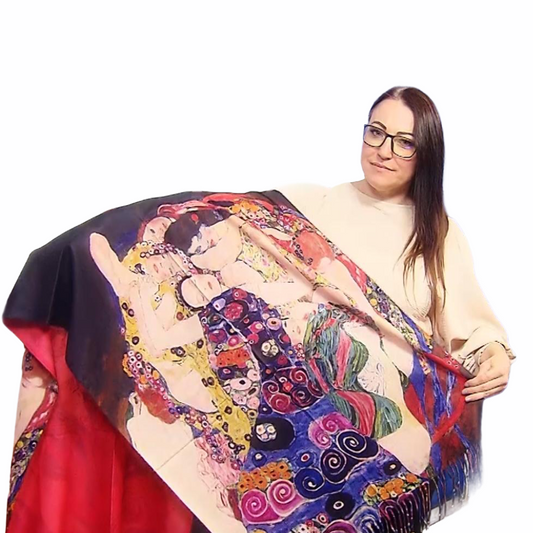 Vlněná šála-šátek, 70 cm x 180 cm, Klimt - Three Ages Of Women | -80% Akce na Šperky