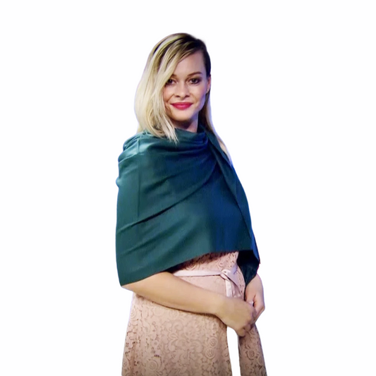 Šála-šátek ze 100% Pravého Pashmina Kašmíru, 70 cm x 180 cm, Smaradgově zelená | -80% Akce na Šperky
