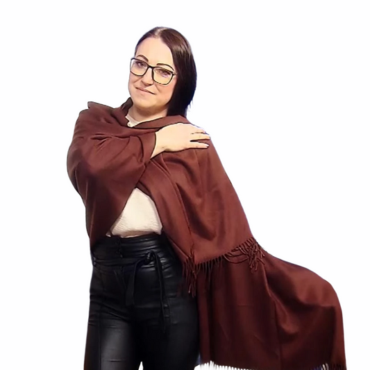 Šála-šátek ze 100% Pravého Pashmina Kašmíru, 70 cm x 170 cm, Mahagonová | -80% Akce na Šperky