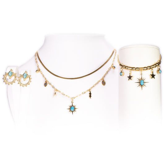 Pozlacená Slitinová Sada s Perským Tyrkysem