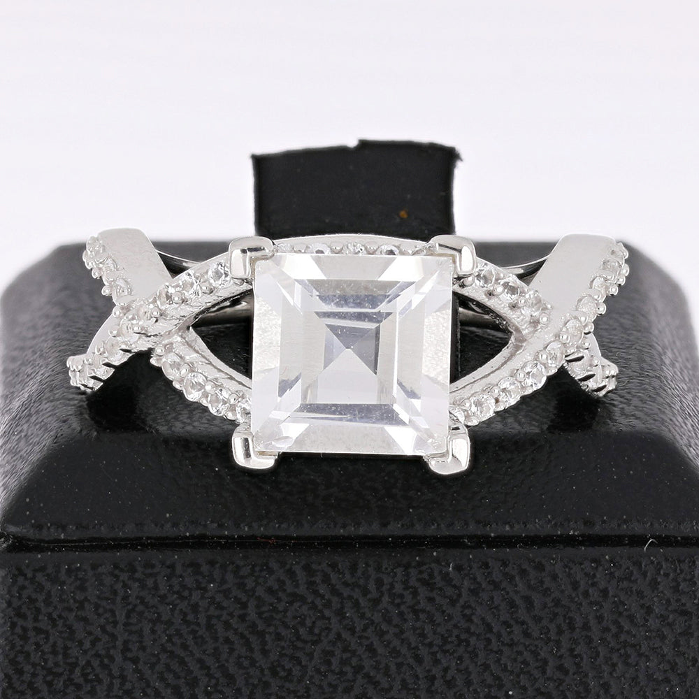 Stříbrný Prsten s Petalitem z Kalgoorlie a Bílým Topazem | -80% Akce na Šperky