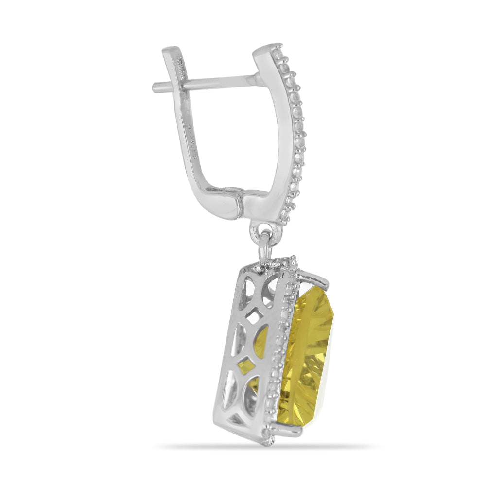 Stříbrné Náušnice se Žlutým Brazilským Křišťálovým Křemenem a Bílým Topazem | -80% Akce na Šperky