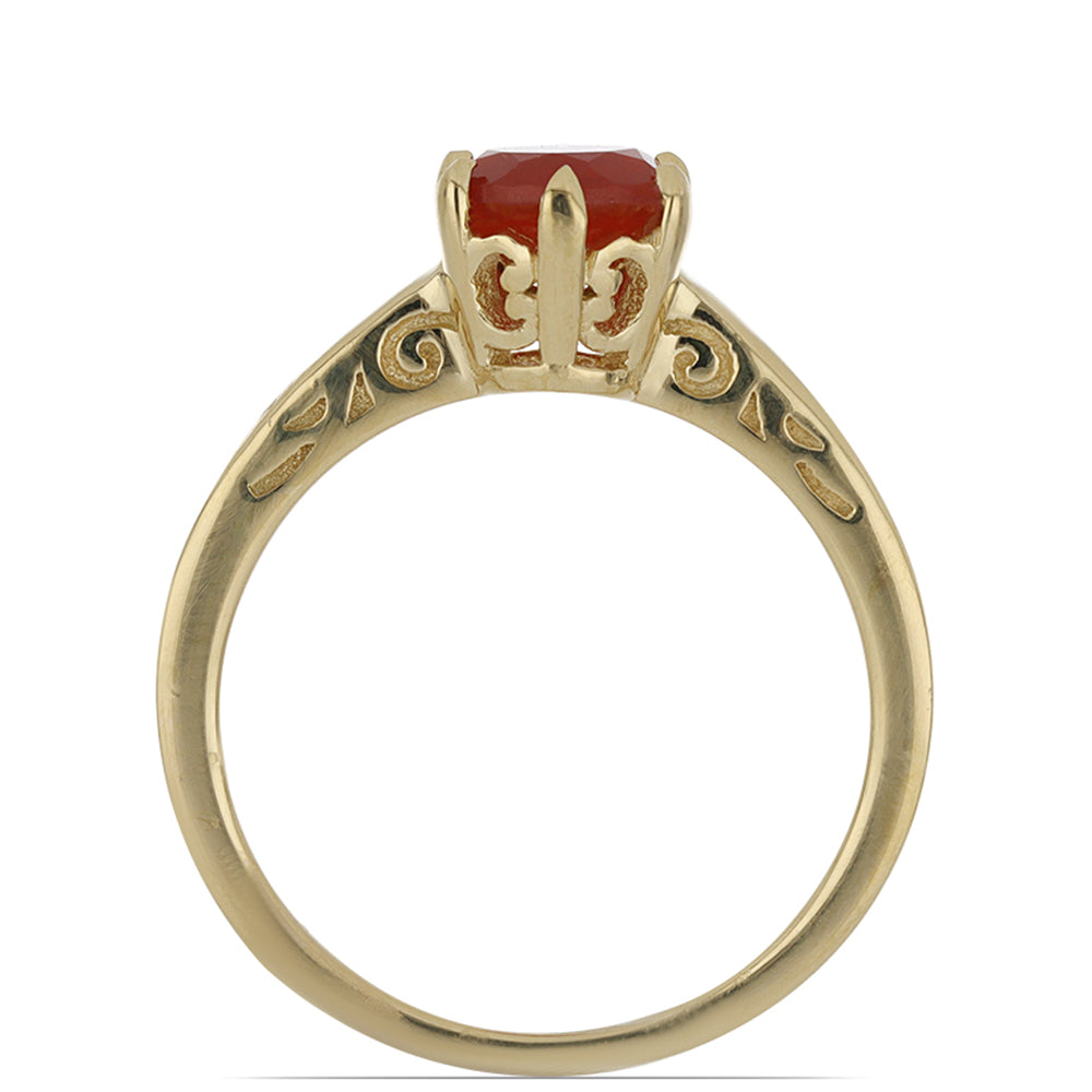 Pozlacený Stříbrný Prsten s Červeným Křemenem ze Spruce Pine