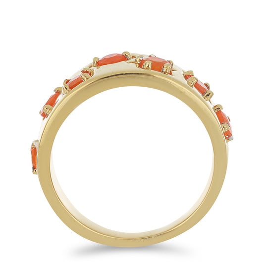 Pozlacený Stříbrný Prsten s Oranžovým Opálem z Lega Dembi