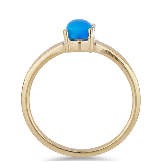 Pozlacený Stříbrný Prsten s Modrým Etiopským Opálem z Lega Dembi