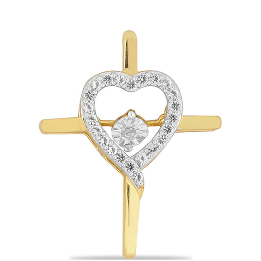Kříž Pozlacený Stříbrný Přívěsek s Tančícím Diamantem a Bílým Topazem