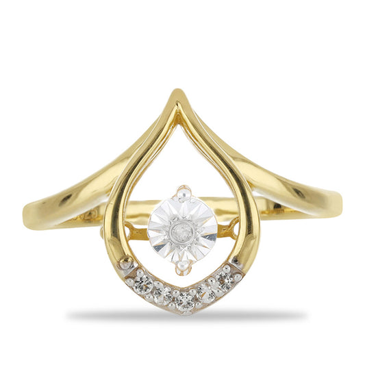 Pozlacený Stříbrný Prsten s Tančícím Diamantem a Bílým Topazem