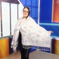 Šála-šátek ze 100% Pravého Pashmina Kašmíru, 70 cm x 170 cm, Lesklá bílá s motýlím vzorem | -80% Akce na Šperky